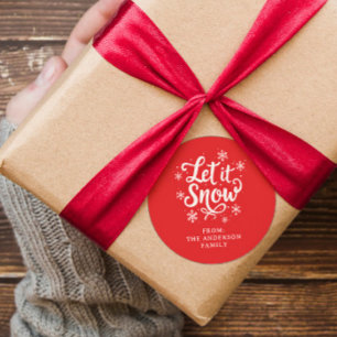 Let it Snow Red Personalized Classic Round Sticker