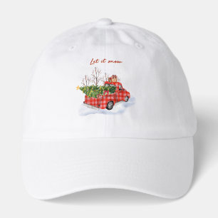 Let It Snow Red Truck with Christmas Tree Hat