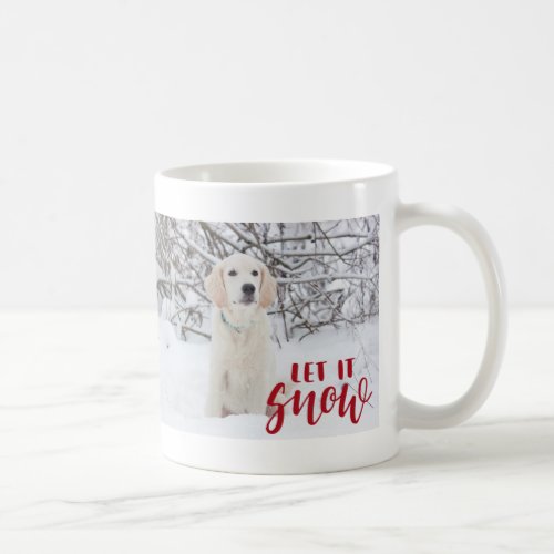 Let it Snow Red White Custom Photo Winter Coffee Mug