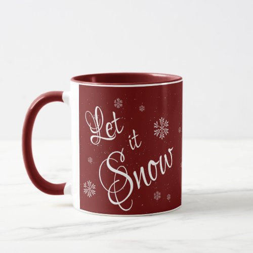 Let It Snow Red White Cute Snow Flake Christmas Mug