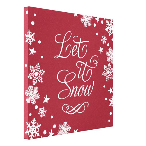 Let it Snow Red Winter Snow Typography Canvas Print | Zazzle