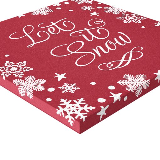 Let it Snow Red Winter Snow Typography Canvas Print | Zazzle