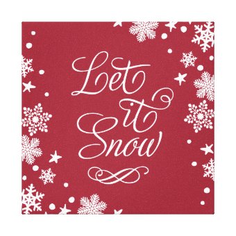 Let it Snow Red Winter Snow Typography Canvas Print | Zazzle
