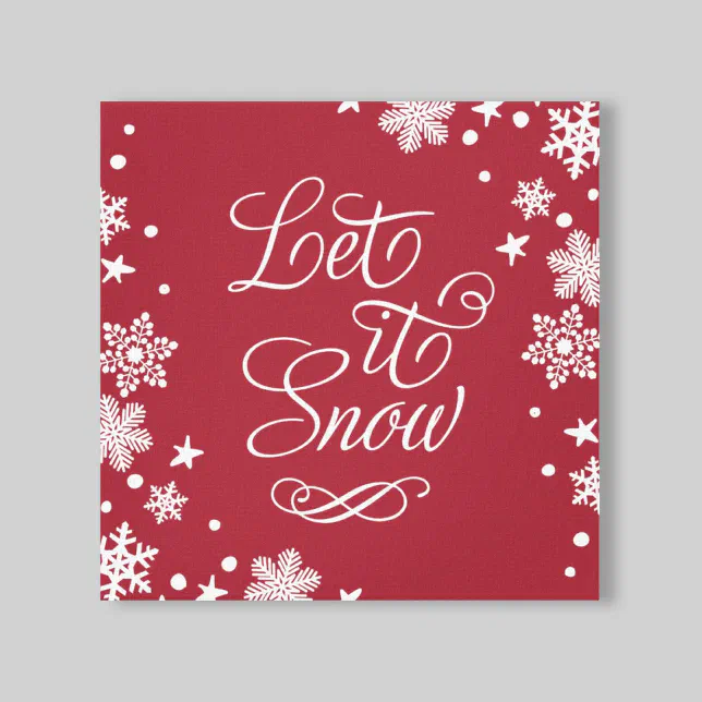 Let it Snow Red Winter Snow Typography Canvas Print | Zazzle