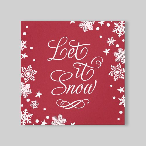 Let it Snow Red Winter Snow Typography Canvas Print