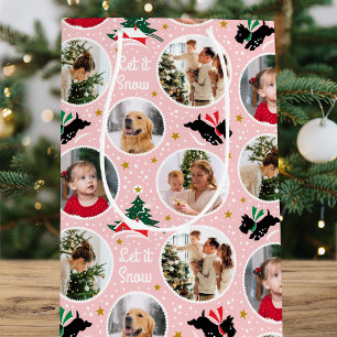 Let it Snow Scottie Dog Fun Photo Pink Christmas Medium Gift Bag