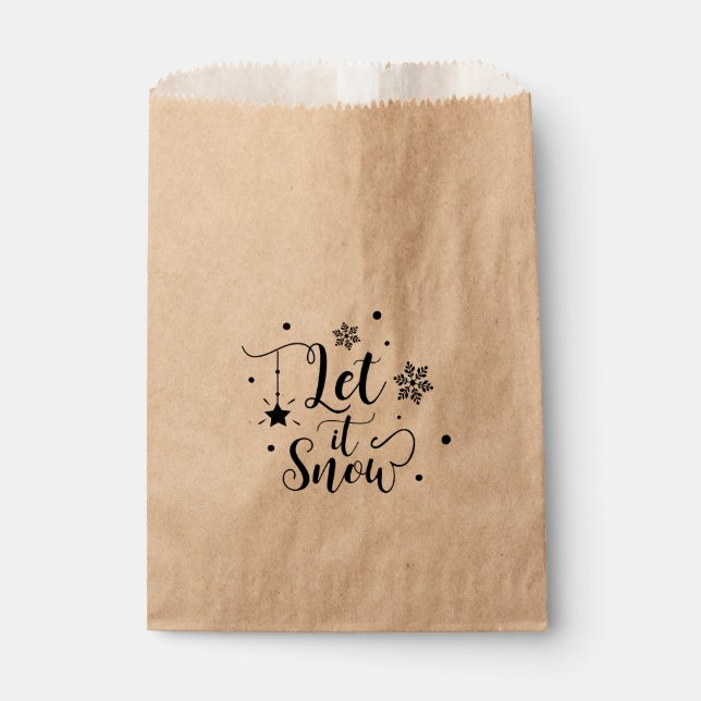 LET IT SNOW Script Winter Christmas Holiday Favor Bag (Front)