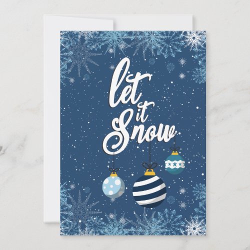 Let it Snow Simple Blue Snowflake Christmas Holiday Card