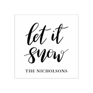 Let It Snow Simple Elegant Handwritten Rubber Stamp