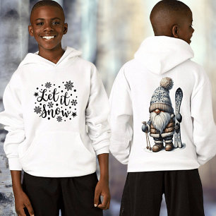 Let It Snow Ski Gnome Kids Pullover Hoodie