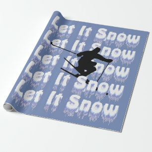 Let It Snow Skiing Snowboarding Winter Sports Wrapping Paper