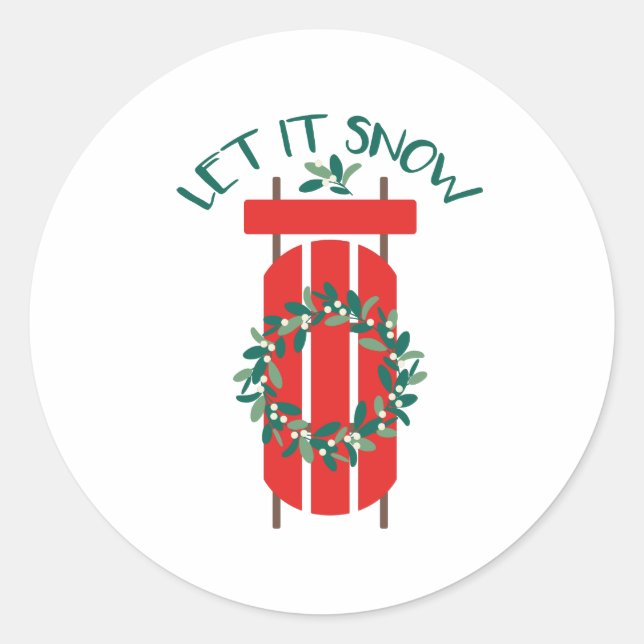 Let It Snow Sled Classic Round Sticker (Front)