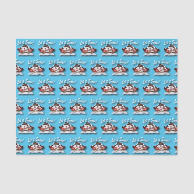 Let it Snow Sledding Snowmen Tissue Paper (Front)