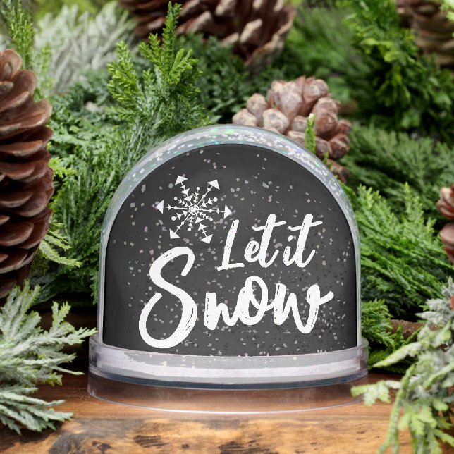 Let It Snow Snowflake Black And White Winter Snow Globe (Winter)