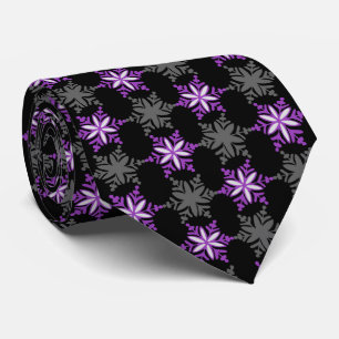 Let It Snow Snowflake Black & Purple Single-Sided Neck Tie