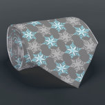 Let It Snow Snowflake Gray Single-Sided Tie<br><div class="desc">Gray with aqua and silver colorway.  Inspired by the vintage icon designs of the forties and fifties this quaint holiday tie features accented snowflakes dancing on a background of tonal snowflakes. These designs come in several colorways.</div>