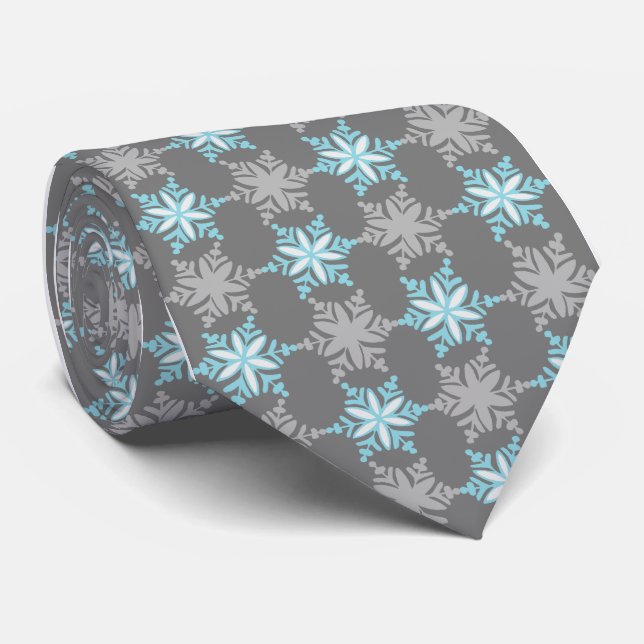 Let It Snow Snowflake Gray Single-Sided Tie (Rolled)