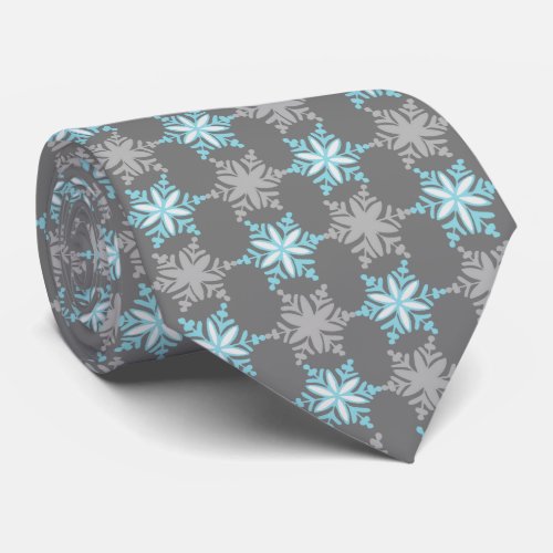 Let It Snow Snowflake Gray Two_Sided Neck Tie