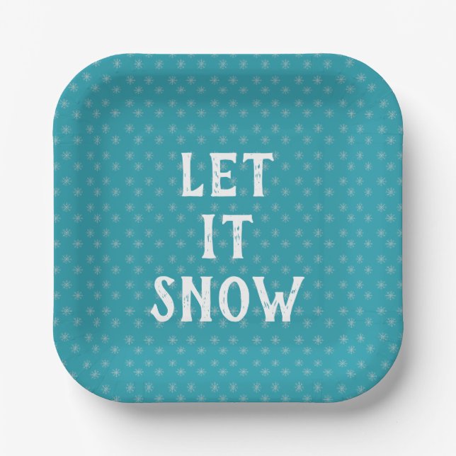 Let It Snow, Snowflake  Paper Plates (Front)