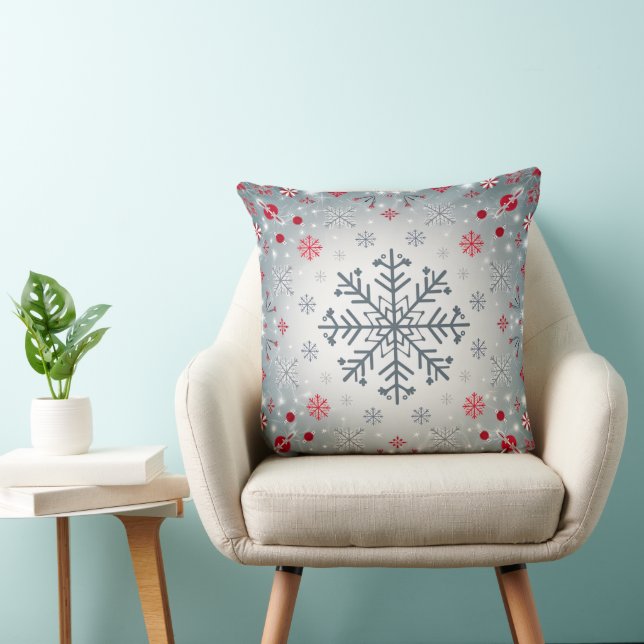 Let it snow Snowflake Pattern Cool Christmas Throw Pillow (Chair)
