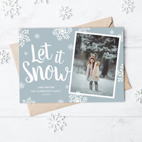 Let It Snow  Snowflake Photo Overlay Holiday Card