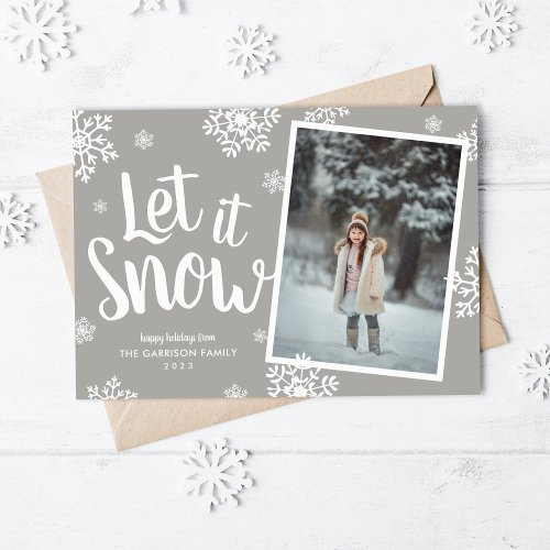 Let It Snow  Snowflake Photo Overlay Holiday Card