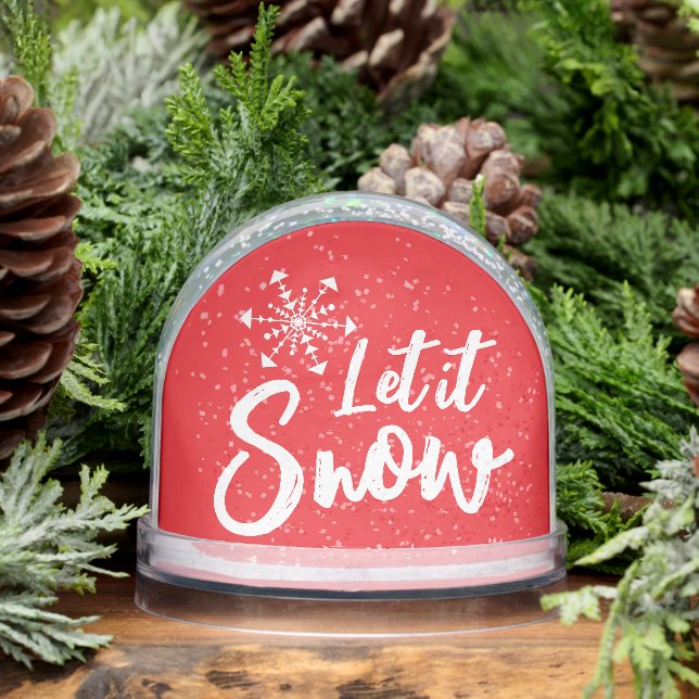 Let It Snow Snowflake Red Winter Snow Globe (Winter)
