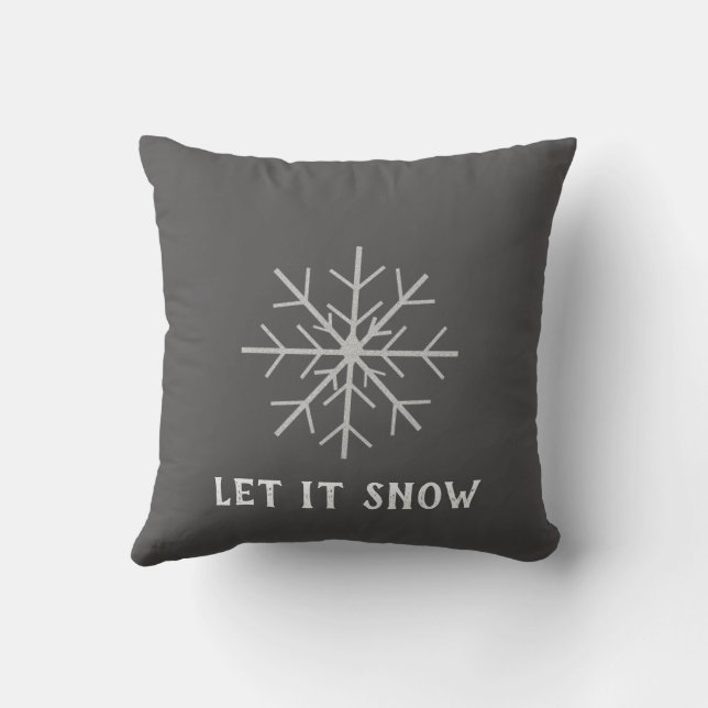 Let it snow, Snowflake Throw Pillow (Back)