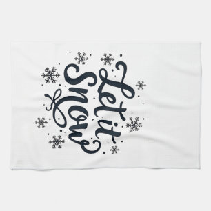 Let it Snow Snowflake Winter Season Chrstmas Kitchen Towel