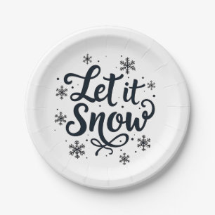 Let it Snow Snowflake Winter Season Chrstmas Paper Plates