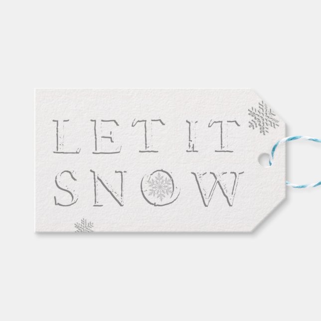 Let it Snow Snowflakes Embossed Gift Tag (Front (Horizontal))