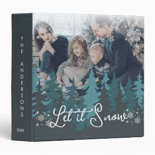 Let It Snow Snowflakes Pine Tree Christmas Photo 3 Ring Binder