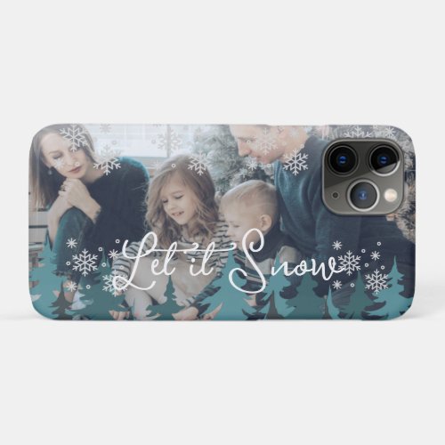 Let It Snow  Snowflakes Pine Tree Christmas Photo iPhone 11 Pro Case