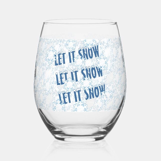 Let it Snow Snowflakes Stemless Wine Glass (Back)