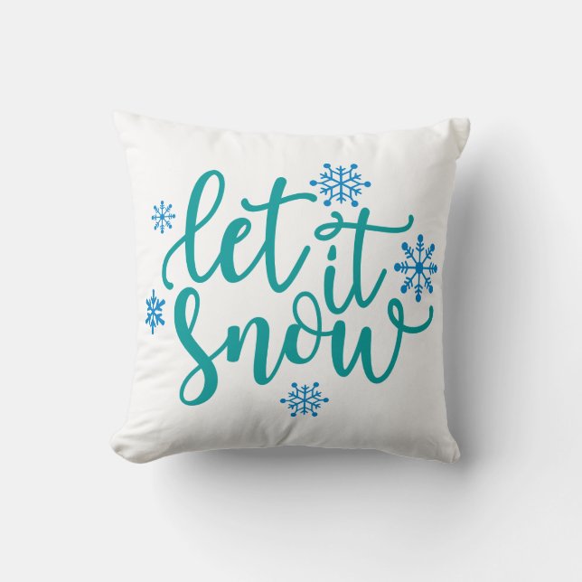 Let It Snow Snowflakes Throw Pillow (Front)