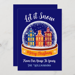 Let it Snow Snowglobe Amsterdam Christmas Village Holiday Card