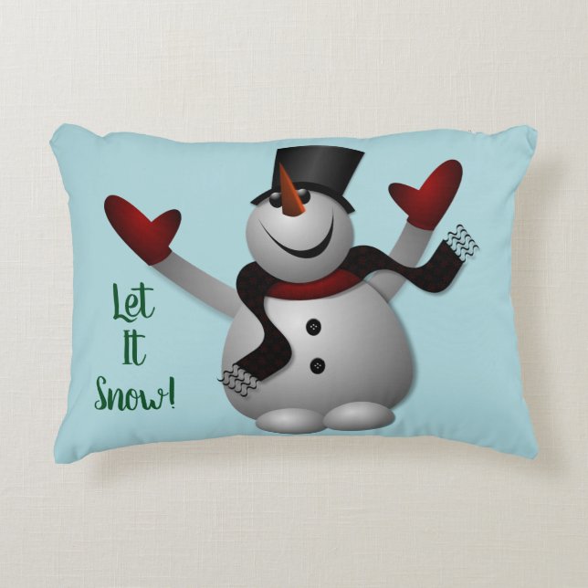 Let It Snow Snowman Accent Pillow (Front)