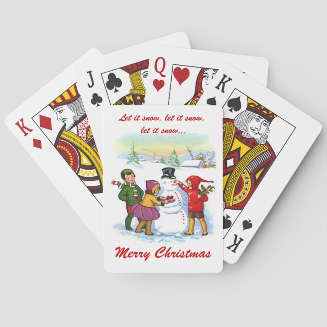 Let it snow-Snowman and Children/Christmas Poker Cards (Back)