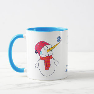 Let it snow Snowman and Snowflake Cute Kids Mug