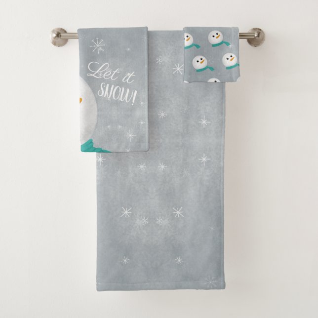 Let It Snow Snowman Bath Towel Set (Insitu)
