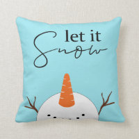 Let it Snow, Snowman Christmas Home Decor Pillow