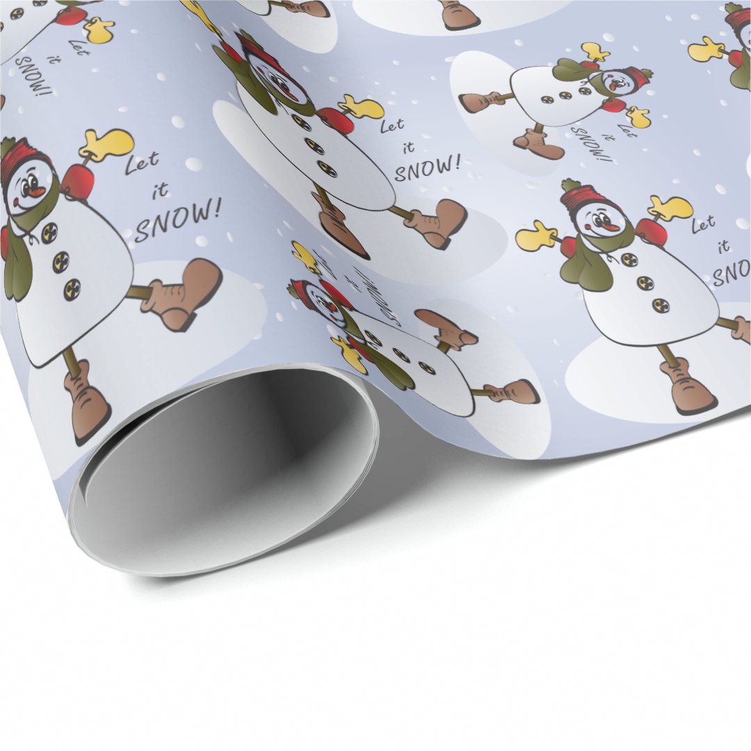 Let It Snow Snowman Christmas Wrapping Paper Zazzle 9840