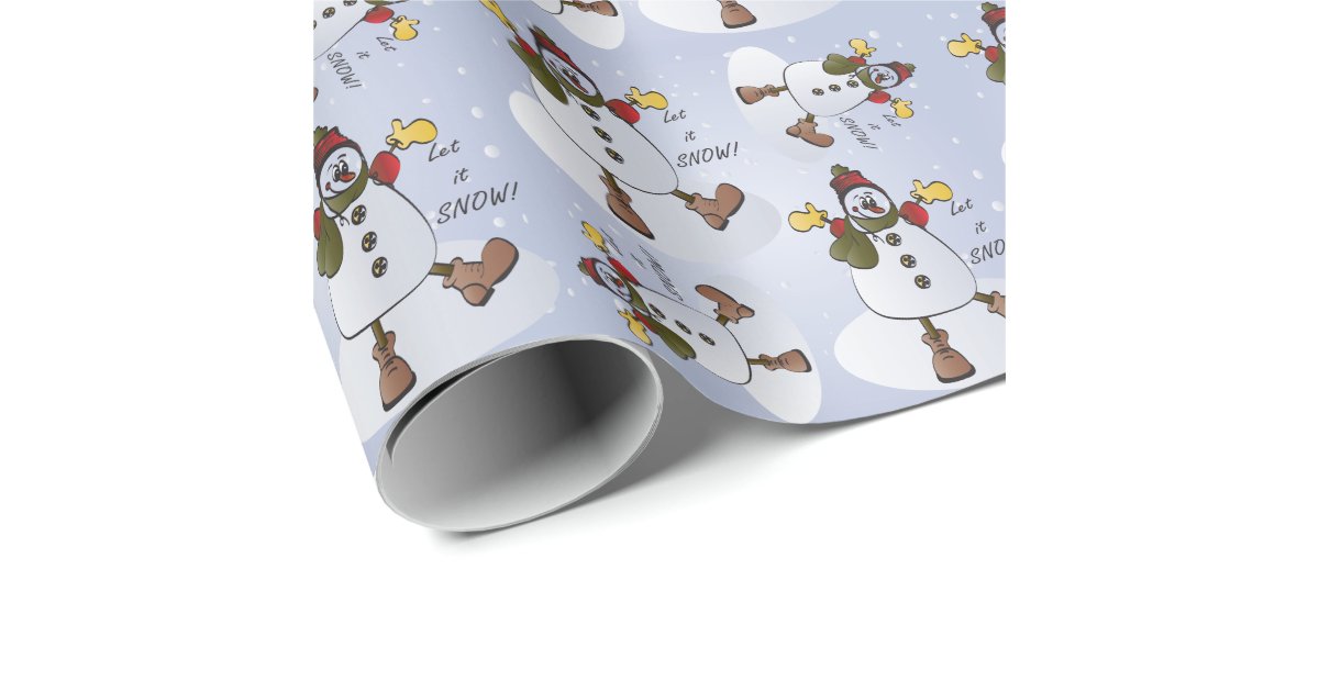 Let it Snow Snowman Christmas Wrapping Paper | Zazzle.com