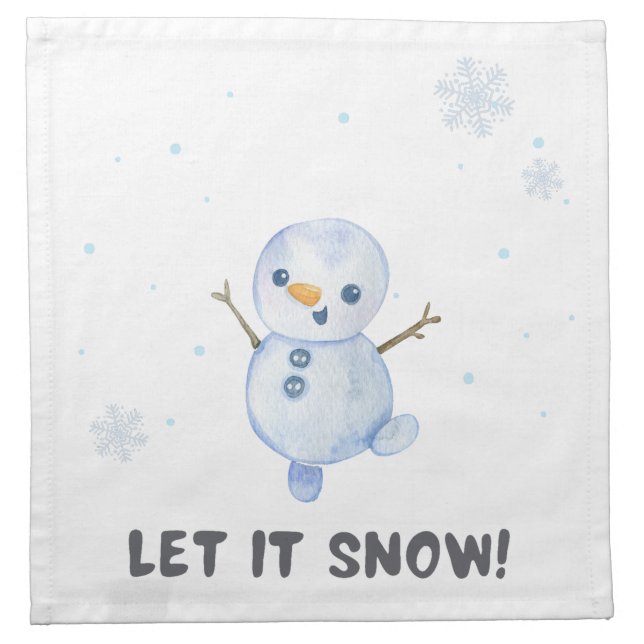 Let It Snow snowman Cloth Napkin (Front)
