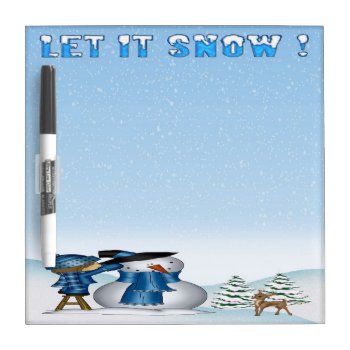Let It Snow Snowman Dry Erase Board 8" X 8" by TheHomeStore at Zazzle