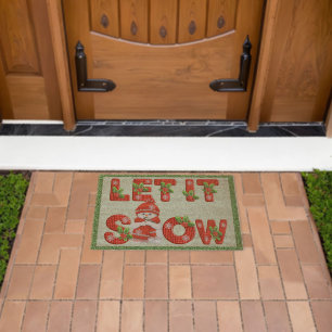 Let It Snow Snowman Fiber Doormat