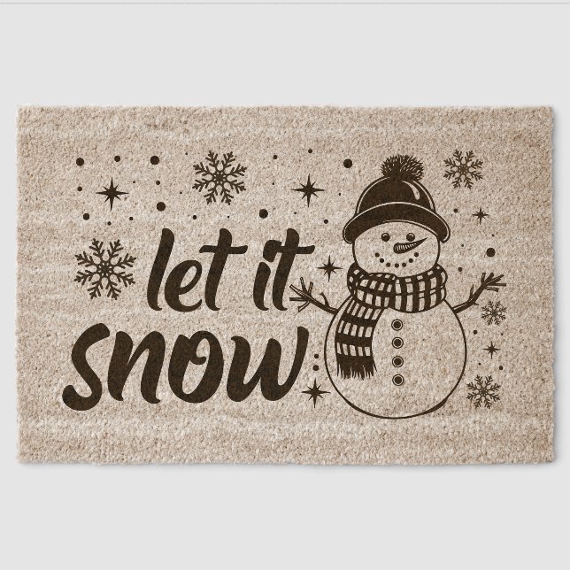 Let it Snow Snowman Fiber Doormat (Front)