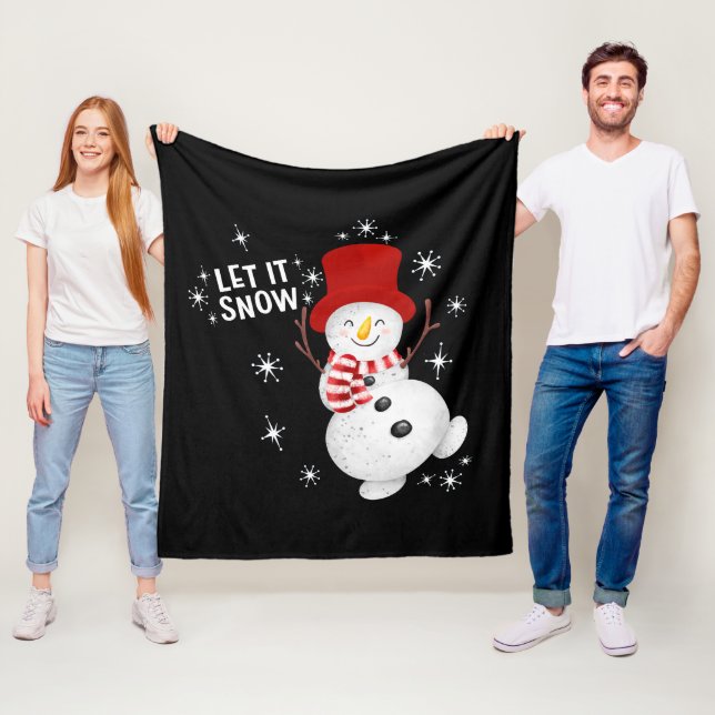 Let It Snow Snowman Fleece Blanket (In Situ)