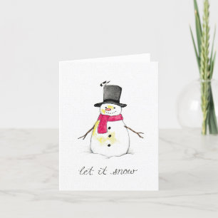 Let it Snow Snowman Holiday Card