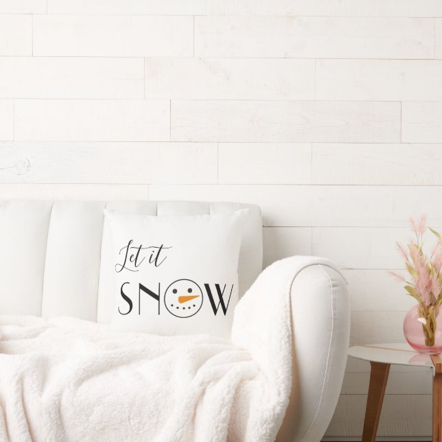 Let it Snow Snowman Minimalist Modern Throw Pillow (Couch)